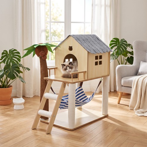 Wooden cat tree - cat, house