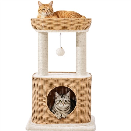 Rattan cat tree with - with, natural