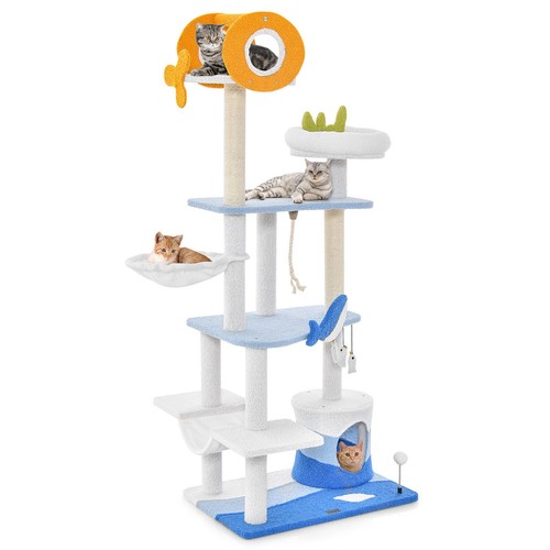 Ocean themed cat - cat, tree