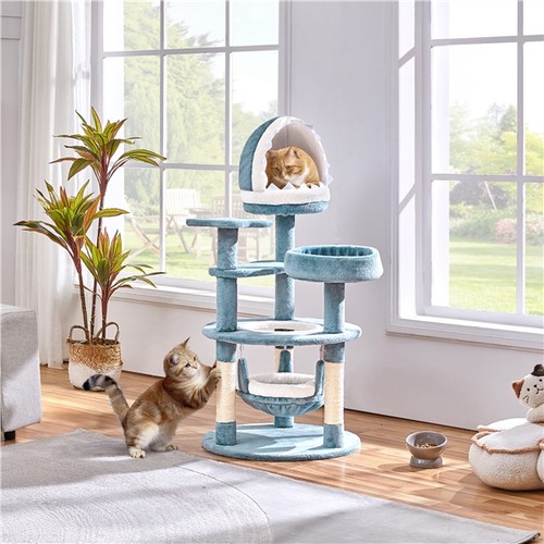 Cat tree plush ocean themed - plush, ocean-themed