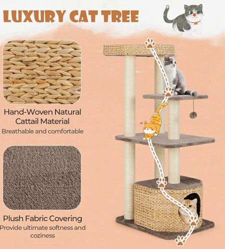Beige grey sisal plush - &, cat