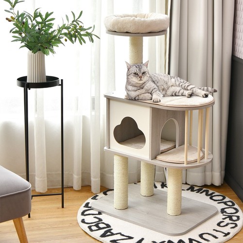 Wooden cat tower tier - tower, 4-tier