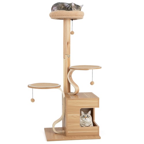 Wooden cat tree 129cm tall - tree,